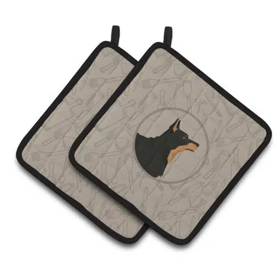 Caroline's Treasures Lancashire Terrier In The Kitchen Potholder In Gray
