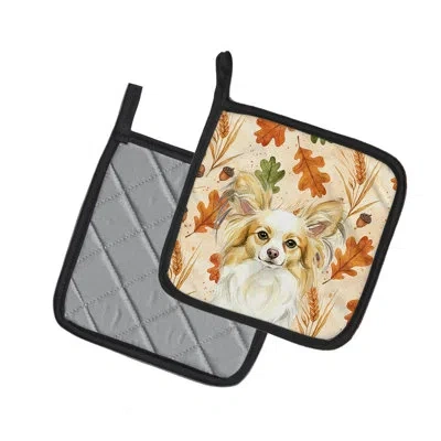 Caroline's Treasures Lemon And White Papillon Heirloom Fall Pair Of Pot Holders In Multicolor