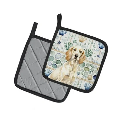 Caroline's Treasures Lemon Belton English Setter Coastal Sea Glass Pair Of Pot Holders In Multicolor