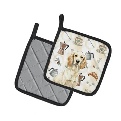 Caroline's Treasures Lemon Belton English Setter Coffee Bar Pair Of Pot Holders In Multicolor