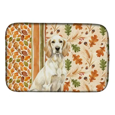 Caroline's Treasures Lemon Belton English Setter Heirloom Fall Dish Drying Mat In Natural