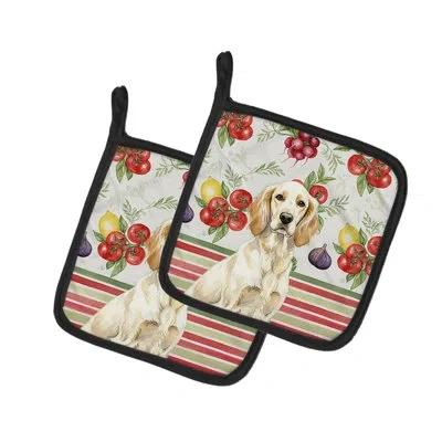 Caroline's Treasures Lemon Belton English Setter Vegetables Pair Of Pot Holders In Multicolor