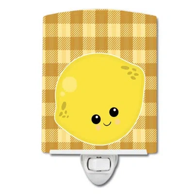 Caroline's Treasures Lemon Face Ceramic Night Light In Yellow