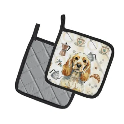 Caroline's Treasures Lemon Roan English Cocker Spaniel Coffee Bar Pair Of Pot Holders In Multicolor