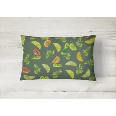 Caroline's Treasures Lemons, Limes And Lumbar Pillow In Dark Green