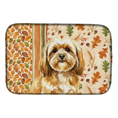 Caroline's Treasures Lhasa Apso Heirloom Fall Dish Drying Mat In Natural