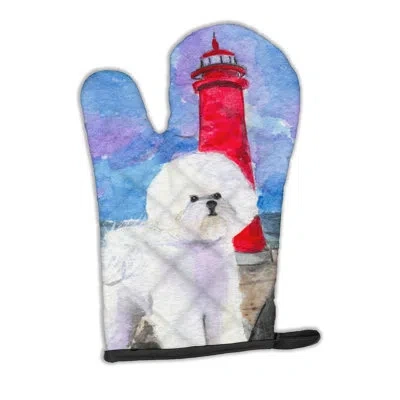 Caroline's Treasures Lighthouse Oven Mitt In Blue;white