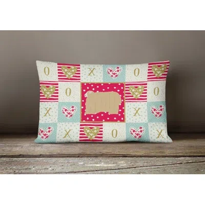 Caroline's Treasures Lincoln Longwool Sheep Love Patchwork Lumbar Pillow