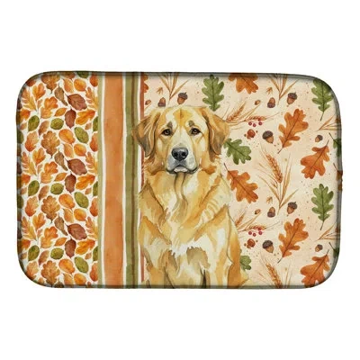 Caroline's Treasures Lion Leonberger Heirloom Fall Dish Drying Mat In Natural
