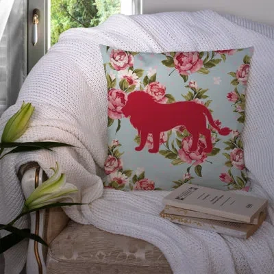 Caroline's Treasures Lion Shabby Elegance Blue Roses Indoor/outdoor Throw Pillow