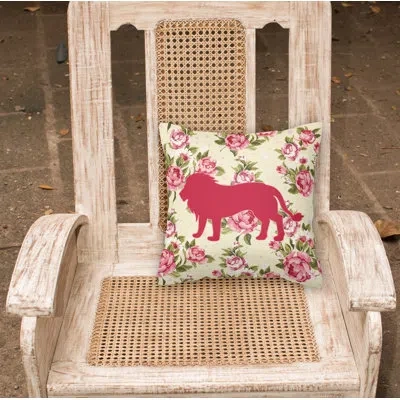 Caroline's Treasures Lion Shabby Elegance Pink Roses Floral 14" Throw Pillow In Light Yellow