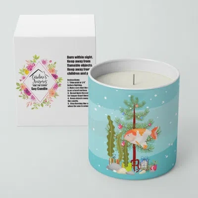 Caroline's Treasures Lionhead Goldfish Merry Christmas 10 oz Decorative Soy Candle In Blue;green