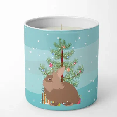 Caroline's Treasures Lionhead Rabbit Christmas 10 oz Decorative Soy Candle In Blue;green