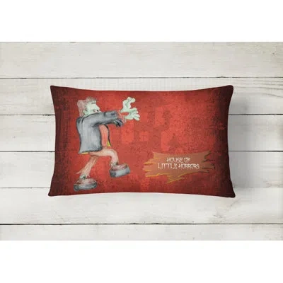 Caroline's Treasures Little House Of Horrors With Frankenstein Halloween Indoor/outdoor Throw Pillow