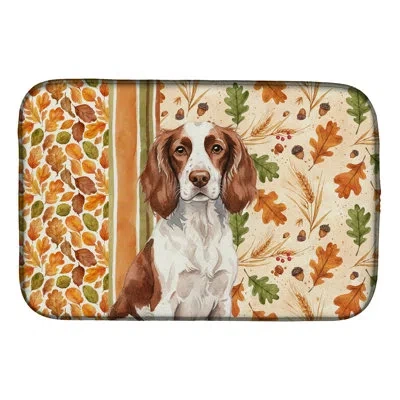 Caroline's Treasures Liver And English Springer Spaniel Heirloom Fall Dish Drying Mat In Natural