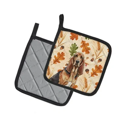 Caroline's Treasures Liver And Tan Bloodhound Heirloom Fall Pair Of Pot Holders In Multicolor