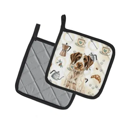 Caroline's Treasures Liver And White German Wirehaired Pointer Coffee Bar Pair Of Pot Holders In Multicolor