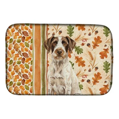 Caroline's Treasures Liver And White German Wirehaired Pointer Heirloom Fall Dish Drying Mat In Natural
