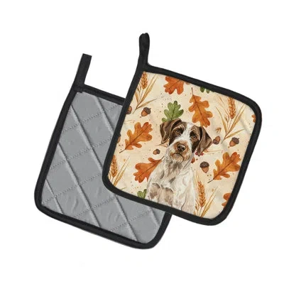 Caroline's Treasures Liver And White German Wirehaired Pointer Heirloom Fall Pair Of Pot Holders In Multicolor