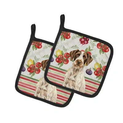 Caroline's Treasures Liver And White German Wirehaired Pointer Vegetables Pair Of Pot Holders In Multicolor