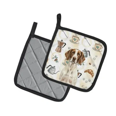Caroline's Treasures Liver And White Pointer Coffee Bar Pair Of Pot Holders In Multicolor