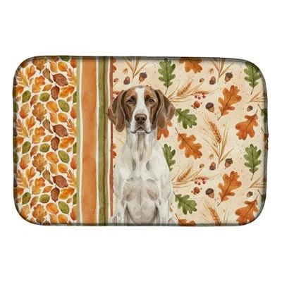 Caroline's Treasures Liver And White Pointer Heirloom Fall Dish Drying Mat In Natural