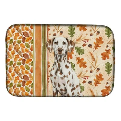 Caroline's Treasures Liver Dalmatian Heirloom Fall Dish Drying Mat In Brown