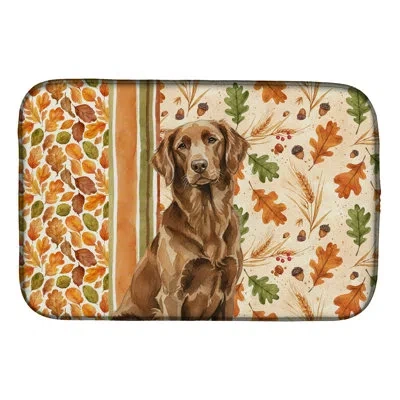 Caroline's Treasures Liver Flat-coated Retriever Heirloom Fall Dish Drying Mat In Natural