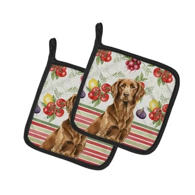 Caroline's Treasures Liver Flat-coated Retriever Vegetables Pair Of Pot Holders In Multicolor