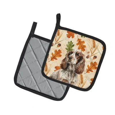 Caroline's Treasures Liver Roan English Cocker Spaniel Heirloom Fall Pair Of Pot Holders In Multicolor