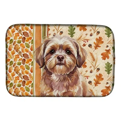 Caroline's Treasures Liver Shih Tzu Heirloom Fall Dish Drying Mat In Natural