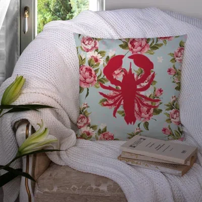Caroline's Treasures Lobster Shabby Elegance Blue Roses Indoor/outdoor Throw Pillow