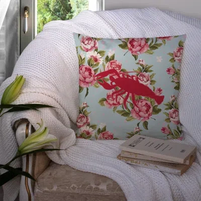 Caroline's Treasures Lobster Shabby Elegance Blue Roses Indoor/outdoor Throw Pillow