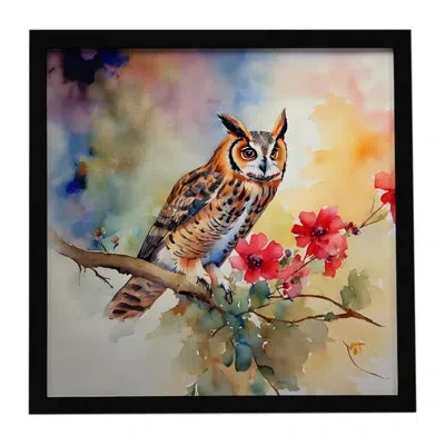 Caroline's Treasures Long-eared Owl Framed Metal Print In Multicolor