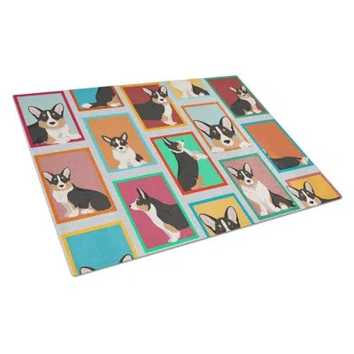 Caroline's Treasures Lots Of Tricolor Cardigan Corgi Glass Cutting Board Large