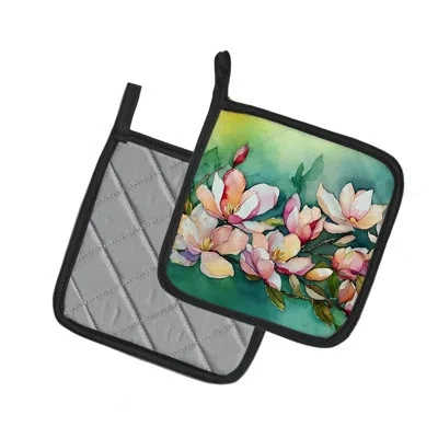 Caroline's Treasures Louisiana Magnolias In Watercolor Pair Of Pot Holders In Multicolor