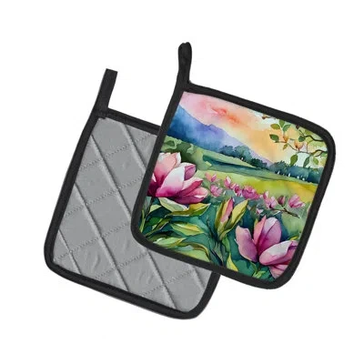 Caroline's Treasures Louisiana Magnolias In Watercolor Pair Of Pot Holders In Multi