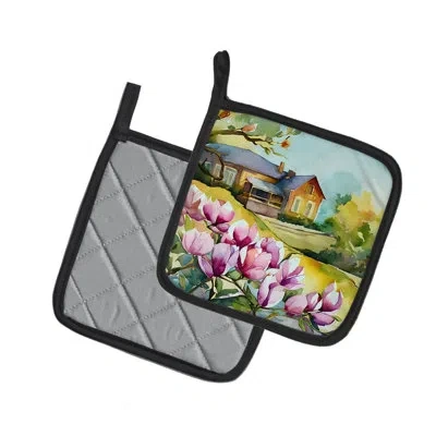 Caroline's Treasures Louisiana Magnolias In Watercolor Pair Of Pot Holders In Multi