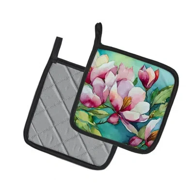 Caroline's Treasures Louisiana Magnolias In Watercolor Pair Of Pot Holders In Multi