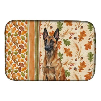 Caroline's Treasures Mahogany Belgian Malinois Heirloom Fall Dish Drying Mat In Natural