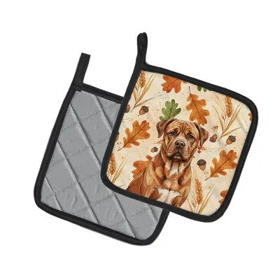 Caroline's Treasures Mahogany Dogue De Bordeaux Heirloom Fall Pair Of Pot Holders In Multicolor