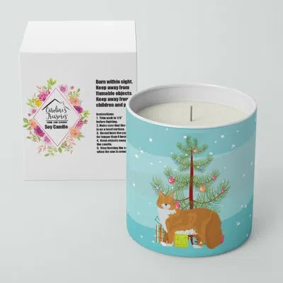 Caroline's Treasures Maine Coon #1 Cat Merry Christmas 10 oz Decorative Soy Candle In Blue;green