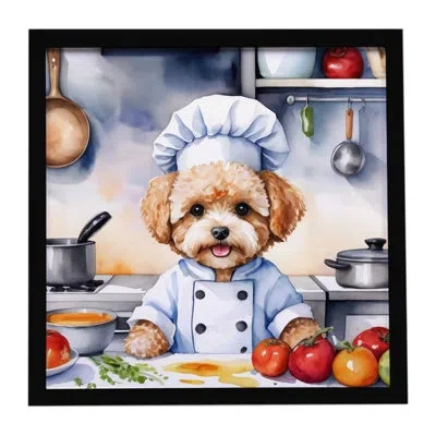 Caroline's Treasures Maltipoo The Chef Framed Metal Print In Multi