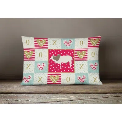 Caroline's Treasures Malvi Cow Love Outdoor Rectangular Cushion With Filling