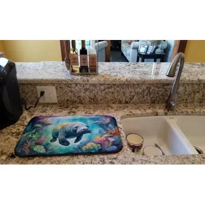 Caroline's Treasures Manatee In A Dreamscape Dish Drying Mat In Natural