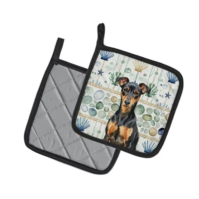 Caroline's Treasures Manchester Terrier Coastal Sea Glass Pair Of Pot Holders In Multicolor