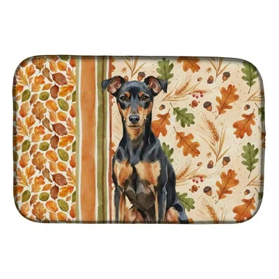 Caroline's Treasures Manchester Terrier Heirloom Fall Dish Drying Mat In Natural