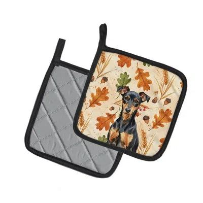 Caroline's Treasures Manchester Terrier Heirloom Fall Pair Of Pot Holders In Multicolor