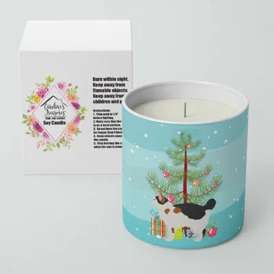 Caroline's Treasures Manx #3 Cat Merry Christmas 10 oz Decorative Soy Candle In Brown;blue;green