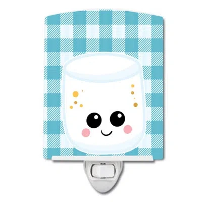 Caroline's Treasures Marshmellow Face Ceramic Night Light In Blue